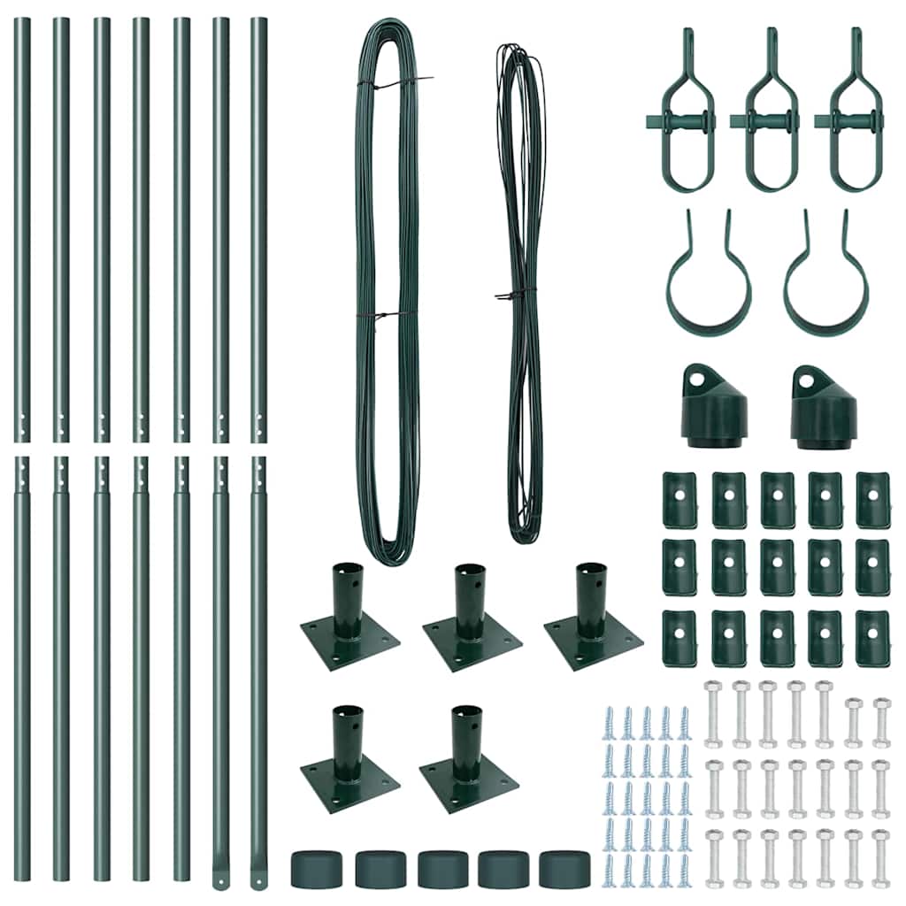 Fence Posts Manual 7 pcs Green Ø32mm 160 cm Galvanised steel