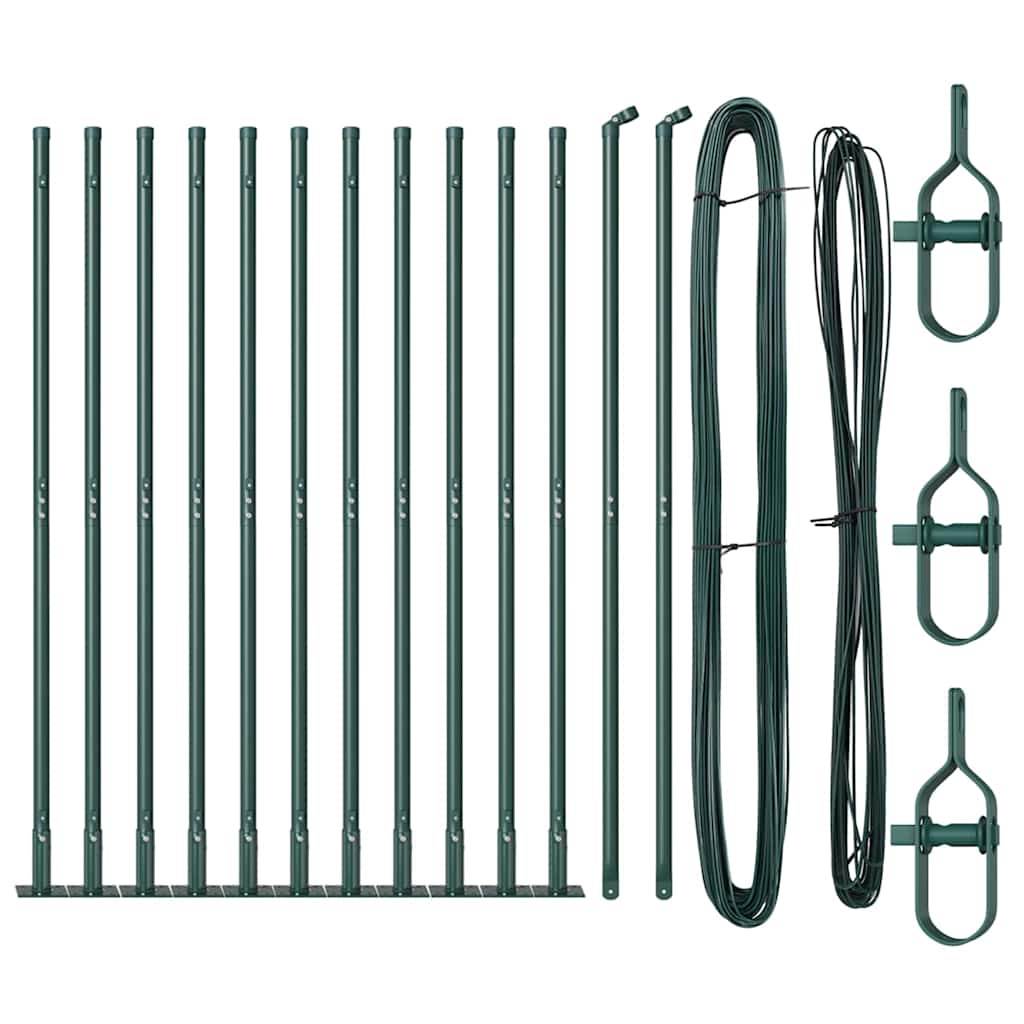 Fence Posts Manual 13 pcs Green Ø32mm 160 cm Galvanised steel