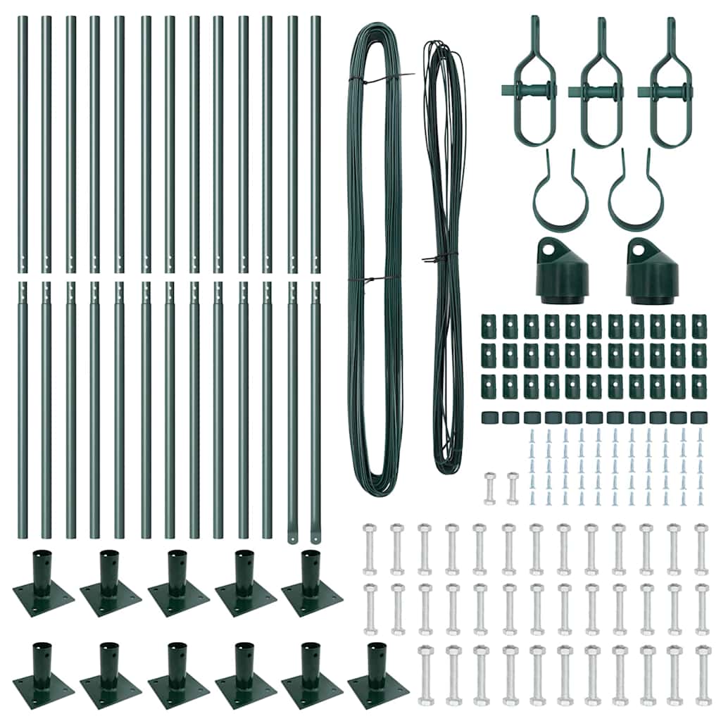Fence Posts Manual 13 pcs Green Ø32mm 160 cm Galvanised steel