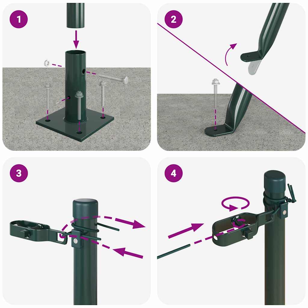 Fence Posts Manual 13 pcs Green Ø32mm 160 cm Galvanised steel