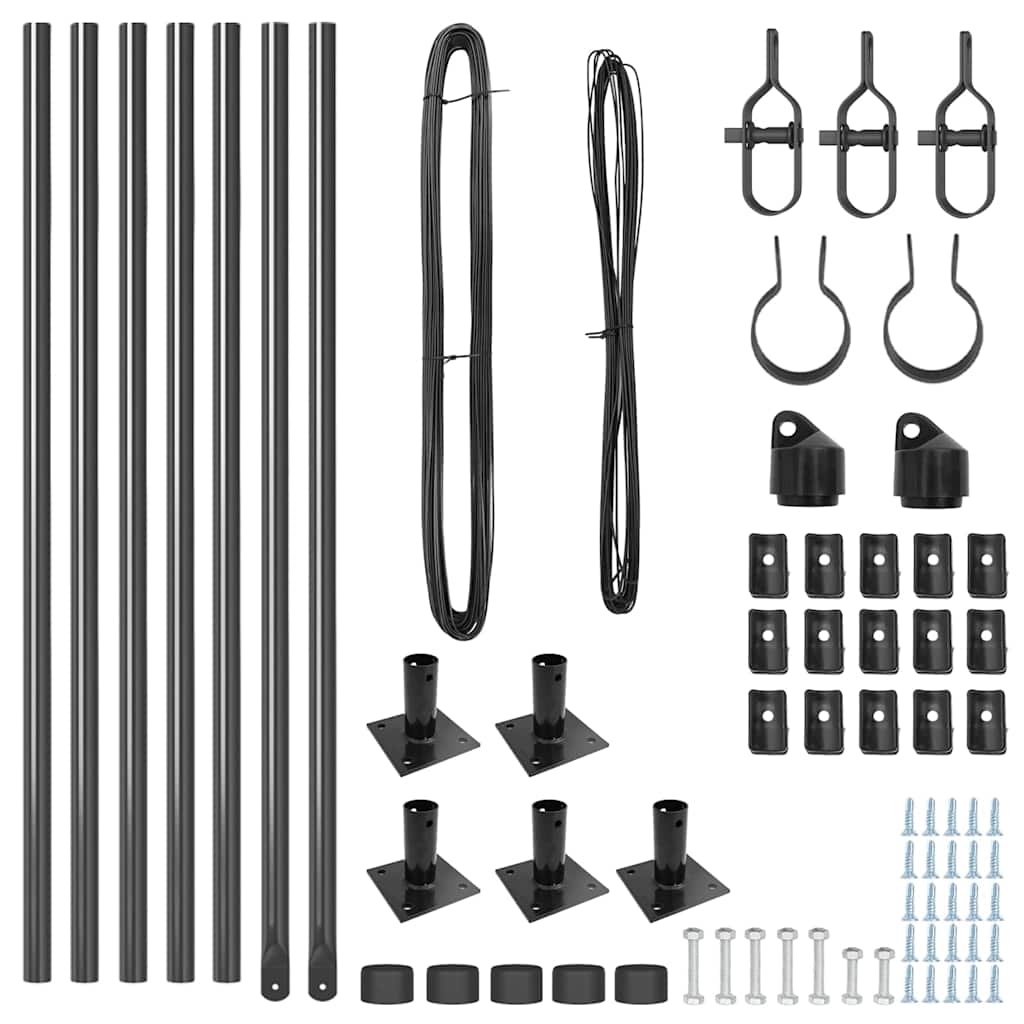 Fence Posts Manual 7 pcs Grey Ø32mm 110 cm Galvanised steel