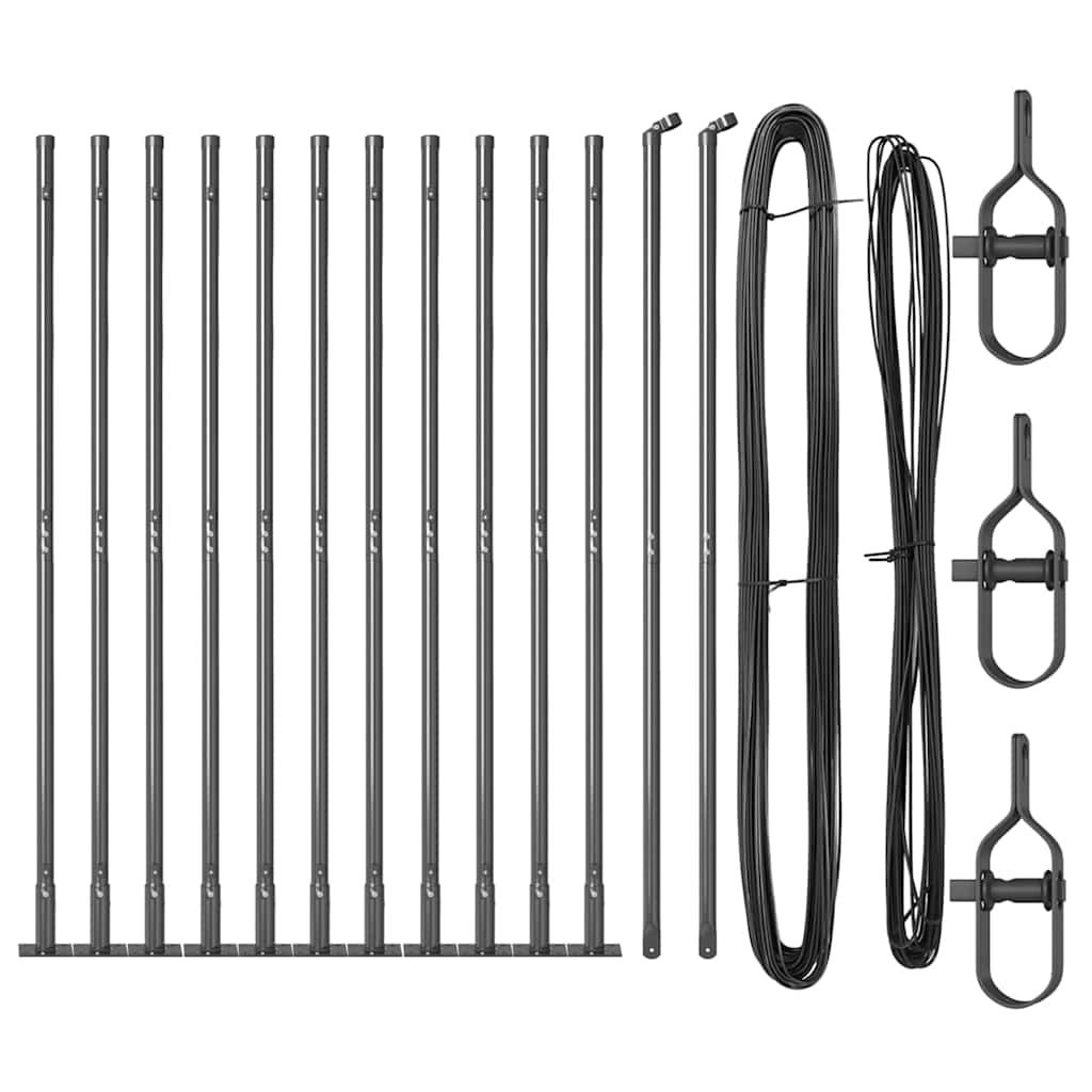 Fence Posts Manual 13 pcs Grey Ø32mm 130 cm Galvanised steel