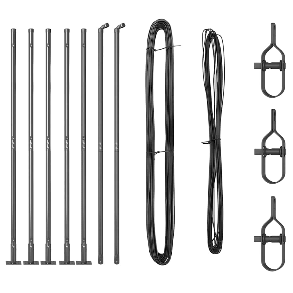 Fence Posts Manual 7 pcs Grey Ø32mm 170 cm Galvanised steel
