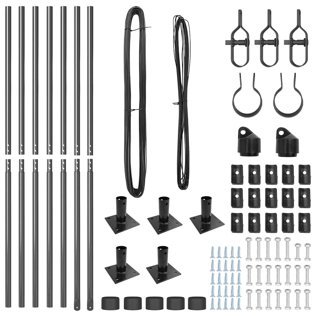 Fence Posts Manual 7 pcs Grey Ø32mm 170 cm Galvanised steel