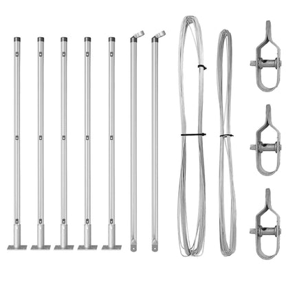 Fence Posts Manual 7 pcs Silver Ø32mm 50 cm Galvanised steel