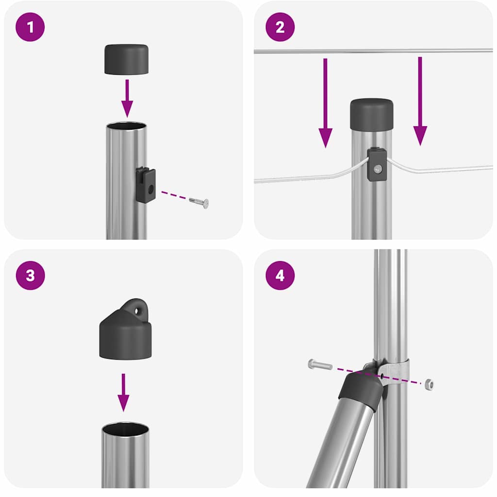 Fence Posts Manual 13 pcs Silver Ø32mm 70 cm Galvanised steel