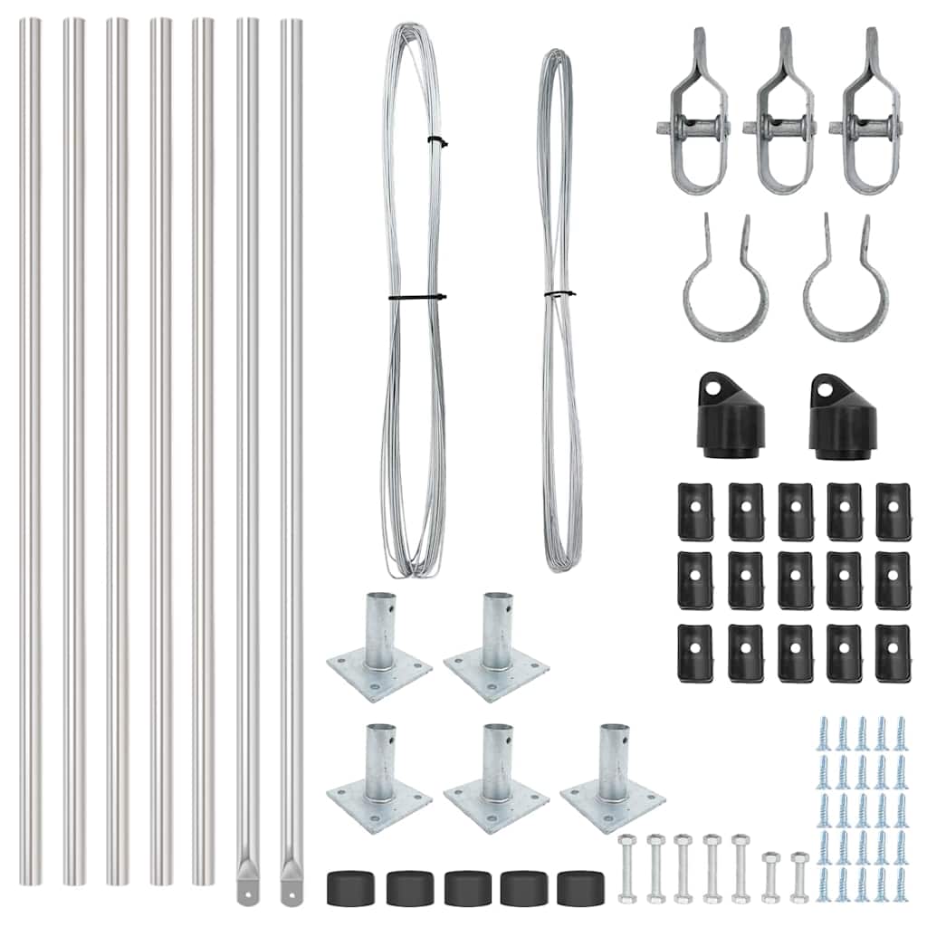 Fence Posts Manual 7 pcs Silver Ø32mm 110 cm Galvanised steel
