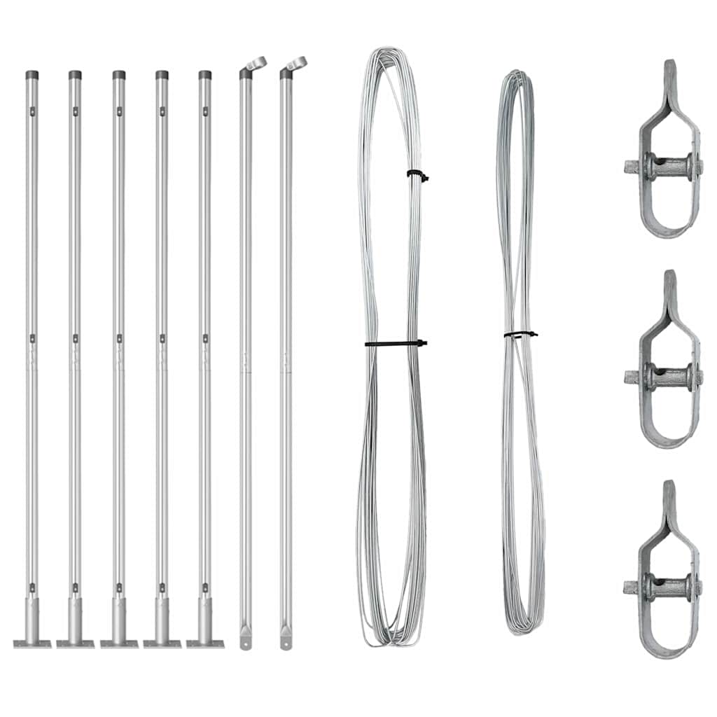 Fence Posts Manual 7 pcs Silver Ø32mm 130 cm Galvanised steel