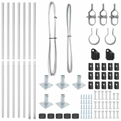 Fence Posts Manual 7 pcs Silver Ø32mm 130 cm Galvanised steel