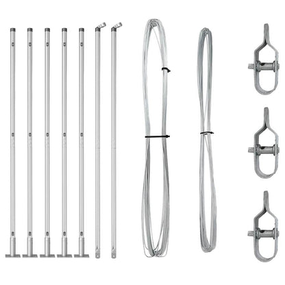Fence Posts Manual 7 pcs Silver Ø32mm 150 cm Galvanised steel