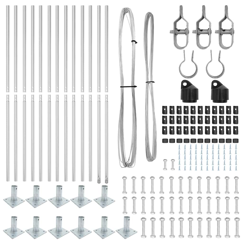 Fence Posts Manual 13 pcs Silver Ø32mm 160 cm Galvanised steel