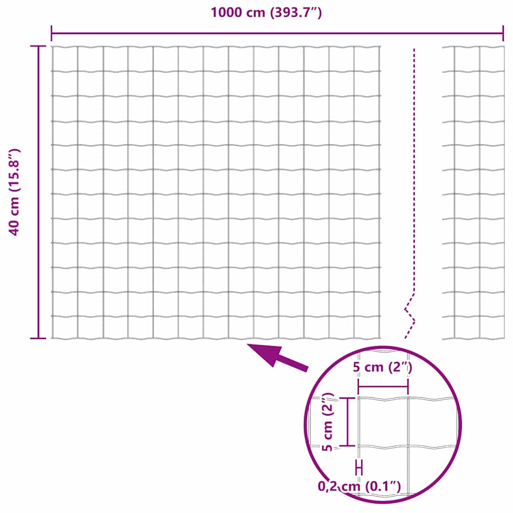 Euro Fence Silver 0.4 x 10 m Hot dip galvanized iron