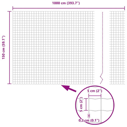 Euro Fence Silver 1.5 x 10 m Hot dip galvanized iron