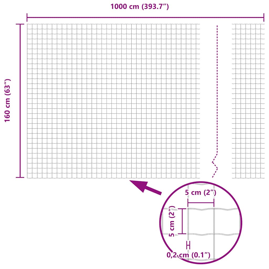 Euro Fence Silver 1.6 x 10 m Hot dip galvanized iron