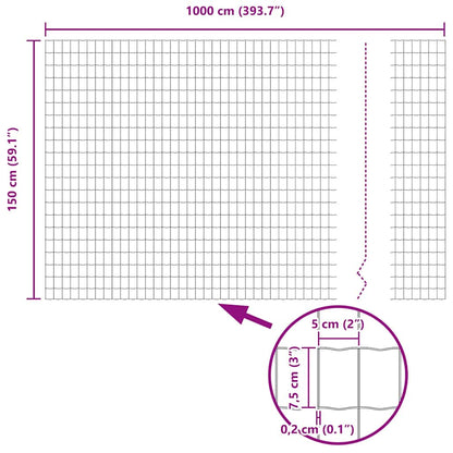 Euro Fence Silver 1.5 x 10 m Hot dip galvanized iron