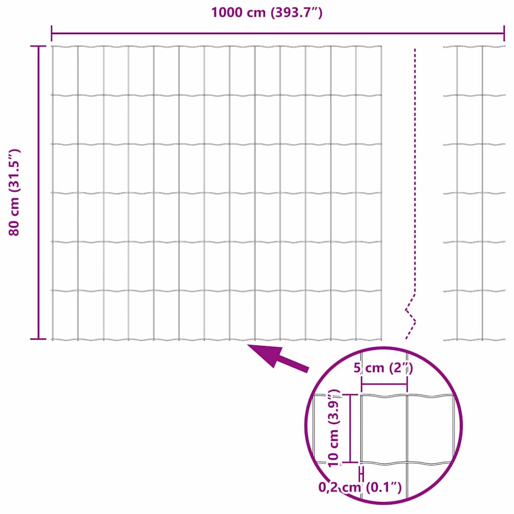 Euro Fence Silver 0.8 x 10 m Hot dip galvanized iron