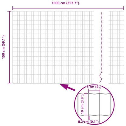 Euro Fence Silver 1.5 x 10 m Hot dip galvanized iron