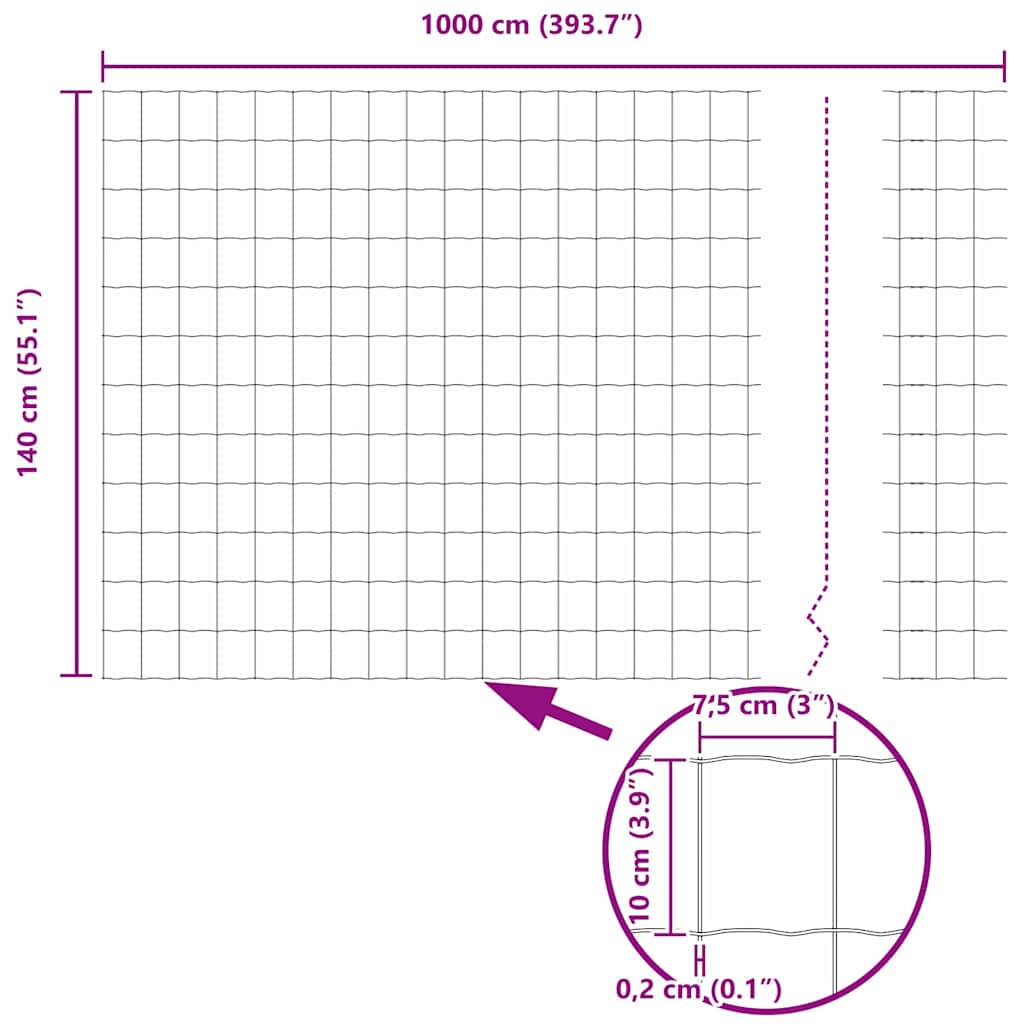 Euro Fence Silver 1.4 x 10 m Hot dip galvanized iron