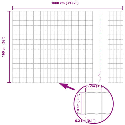 Euro Fence Silver 1.6 x 10 m Hot dip galvanized iron