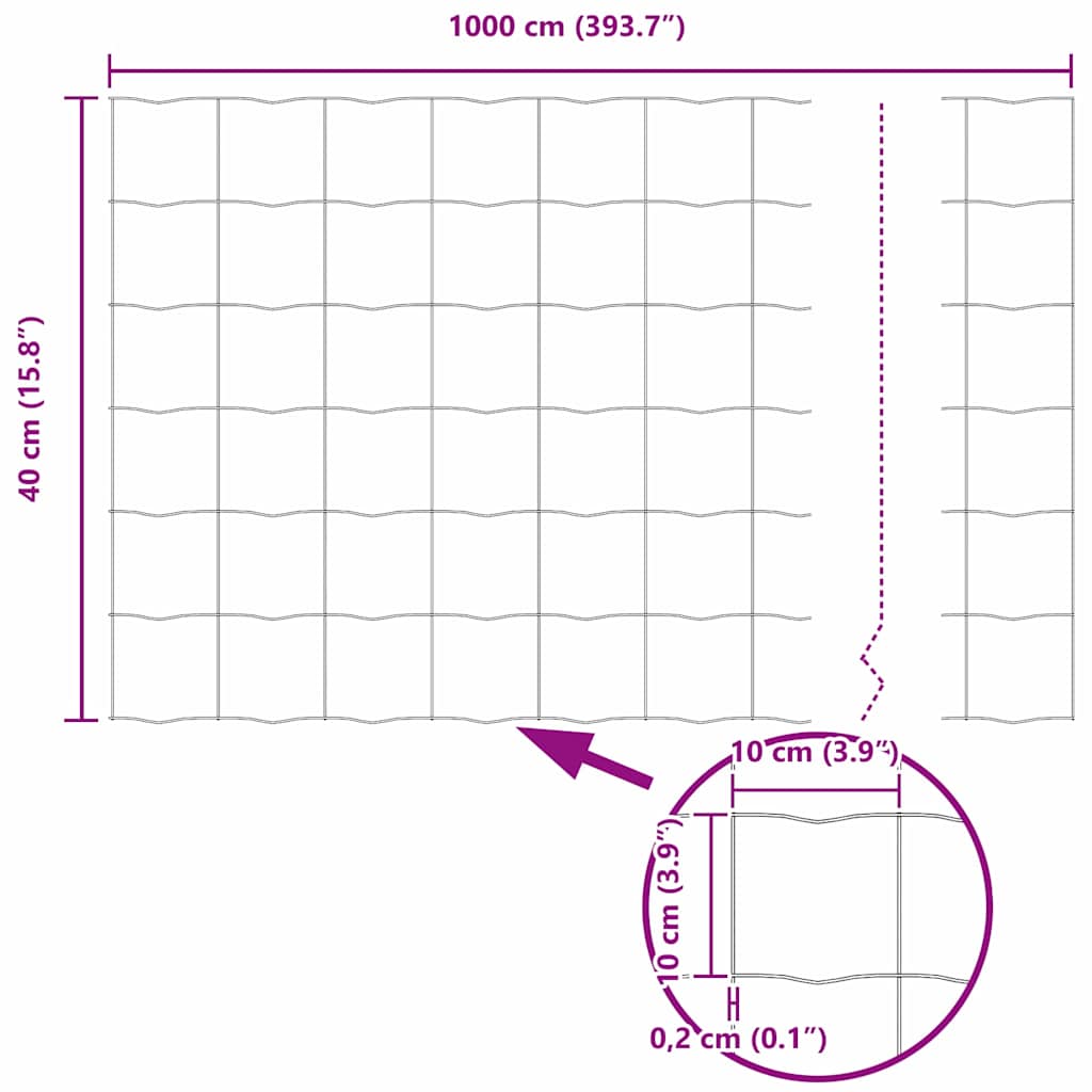 Euro Fence Silver 0.4 x 10 m Hot dip galvanized iron