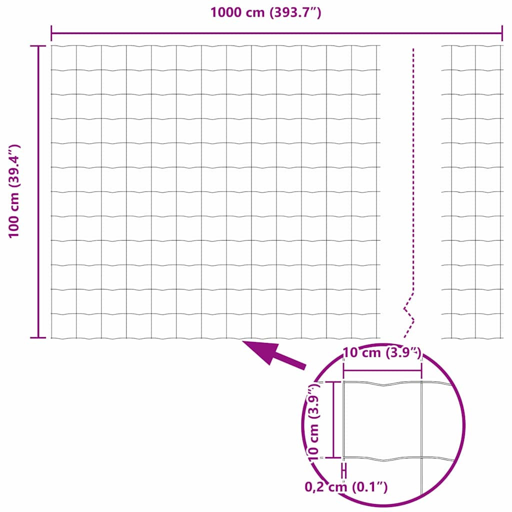 Euro Fence Silver 1 x 10 m Hot dip galvanized iron