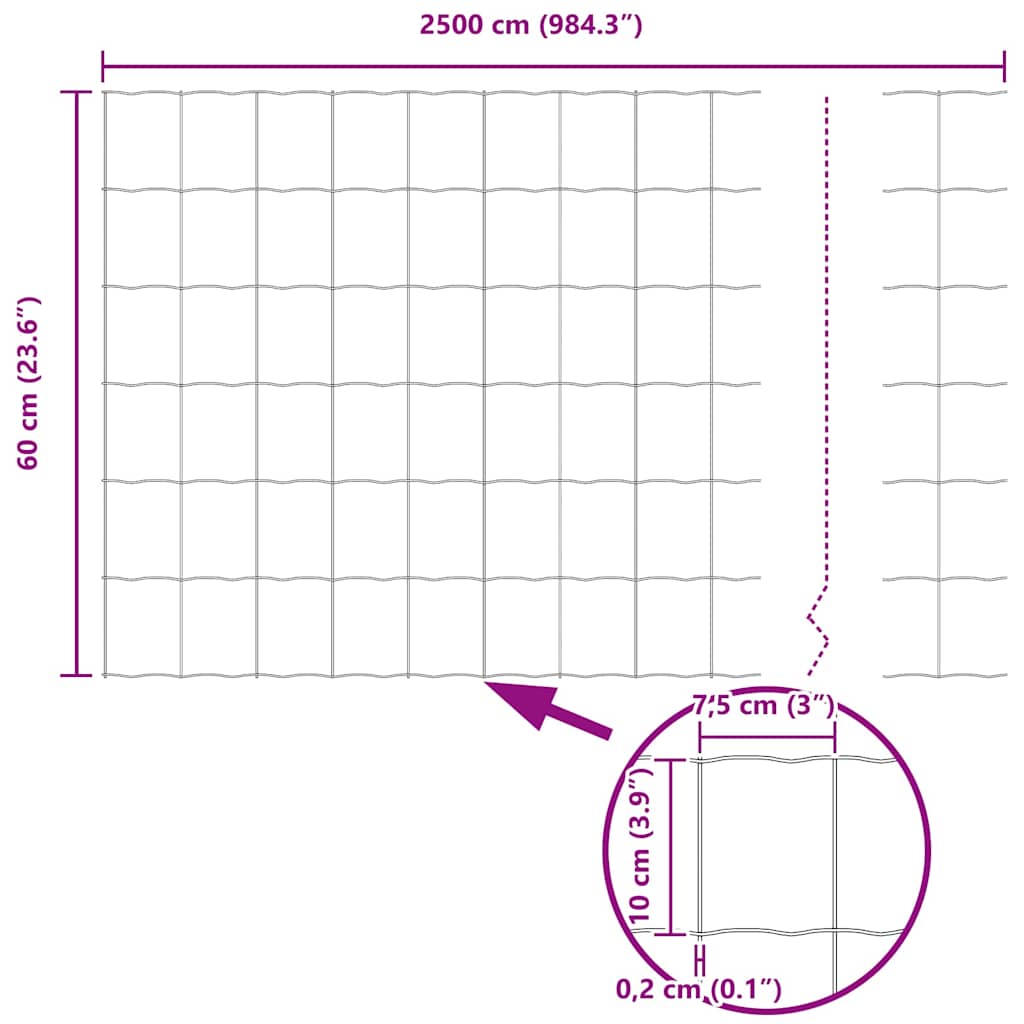 Euro Fence Silver 0.6 x 25 m Hot dip galvanized iron