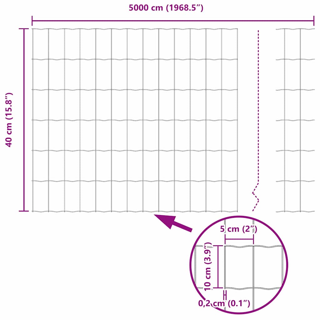 Euro Fence Silver 0.4 x 50 m Hot dip galvanized iron