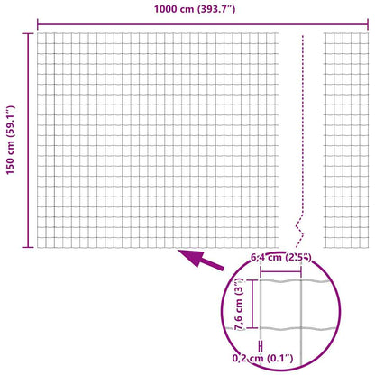 Euro Fence Silver 1.5 x 10 m Hot dip galvanized iron