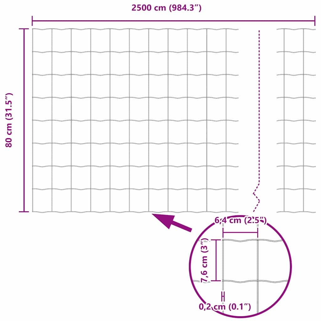 Euro Fence Silver 0.8 x 25 m Hot dip galvanized iron