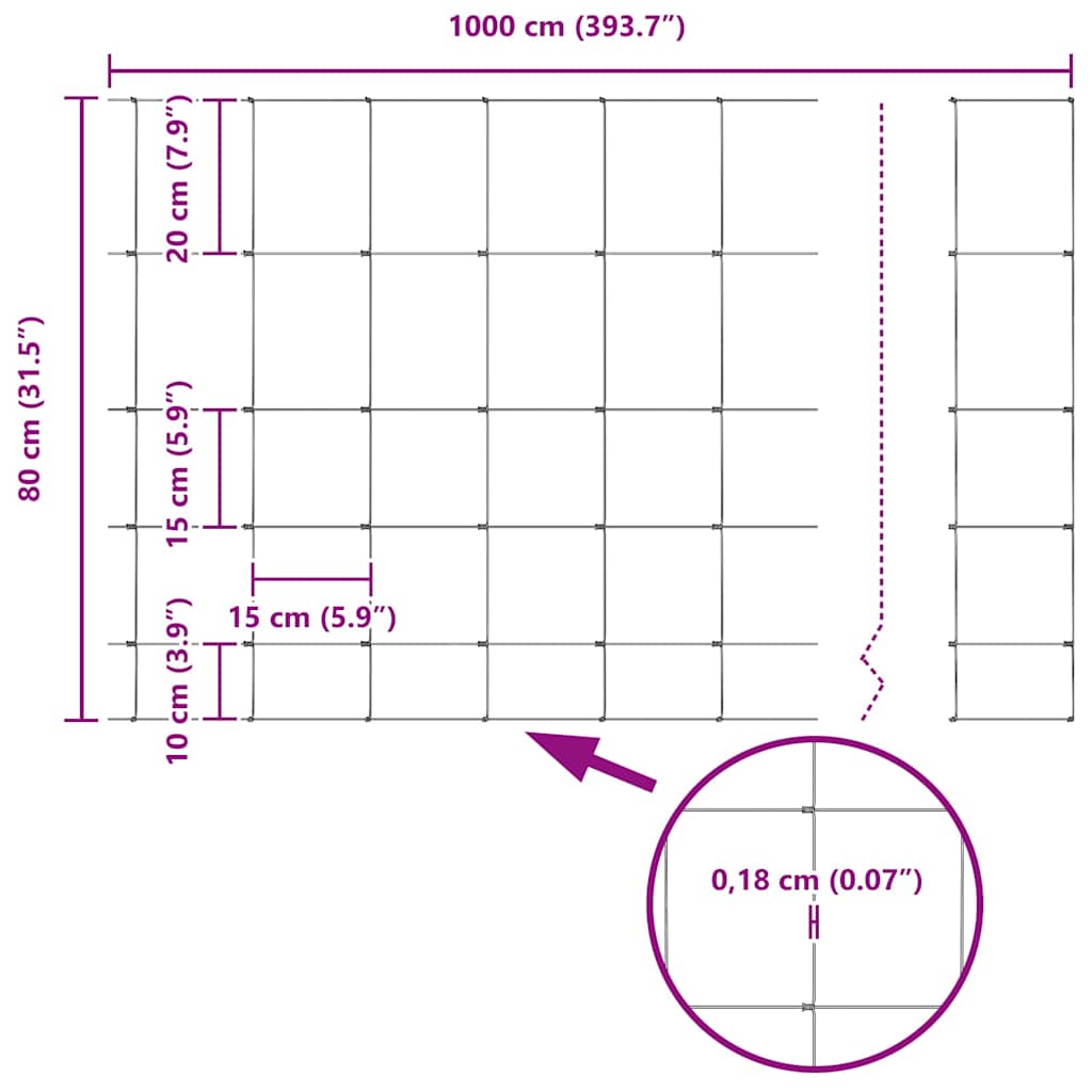 Field Fence Grey 0.8 x 10 m Steel