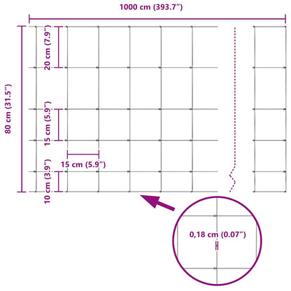 Field Fence Grey 0.8 x 10 m Steel