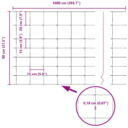 Field Fence Grey 0.8 x 10 m Steel