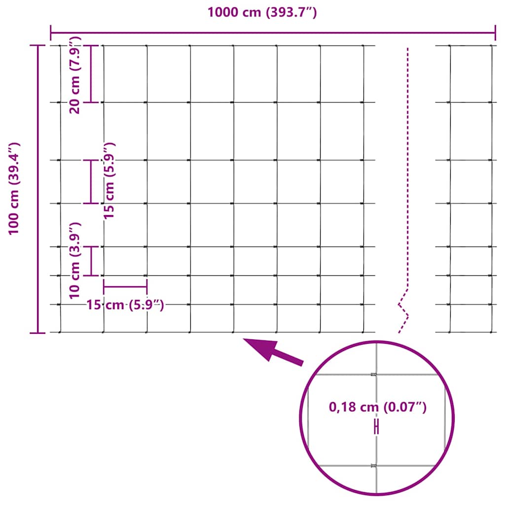 Field Fence Grey 1 x 10 m Steel