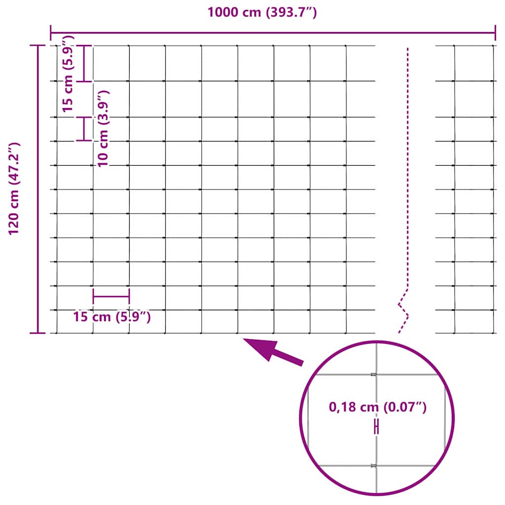 Field Fence Grey 1.2 x 10 m Steel