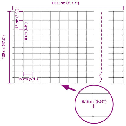 Field Fence Grey 1.2 x 10 m Steel