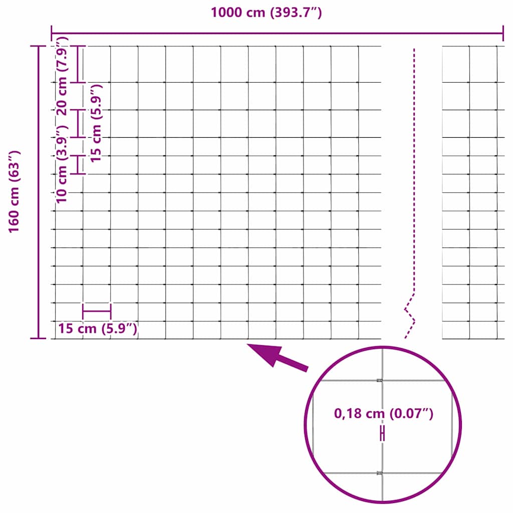 Field Fence Grey 1.6 x 10 m Steel