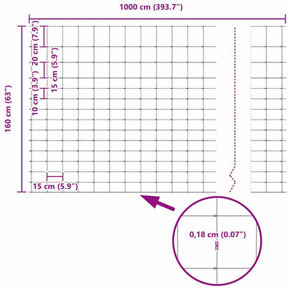 Field Fence Grey 1.6 x 10 m Steel