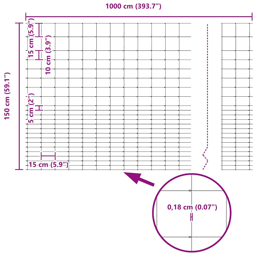 Field Fence Grey 1.6 x 10 m Steel
