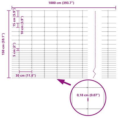 Field Fence Grey 1.6 x 10 m Steel