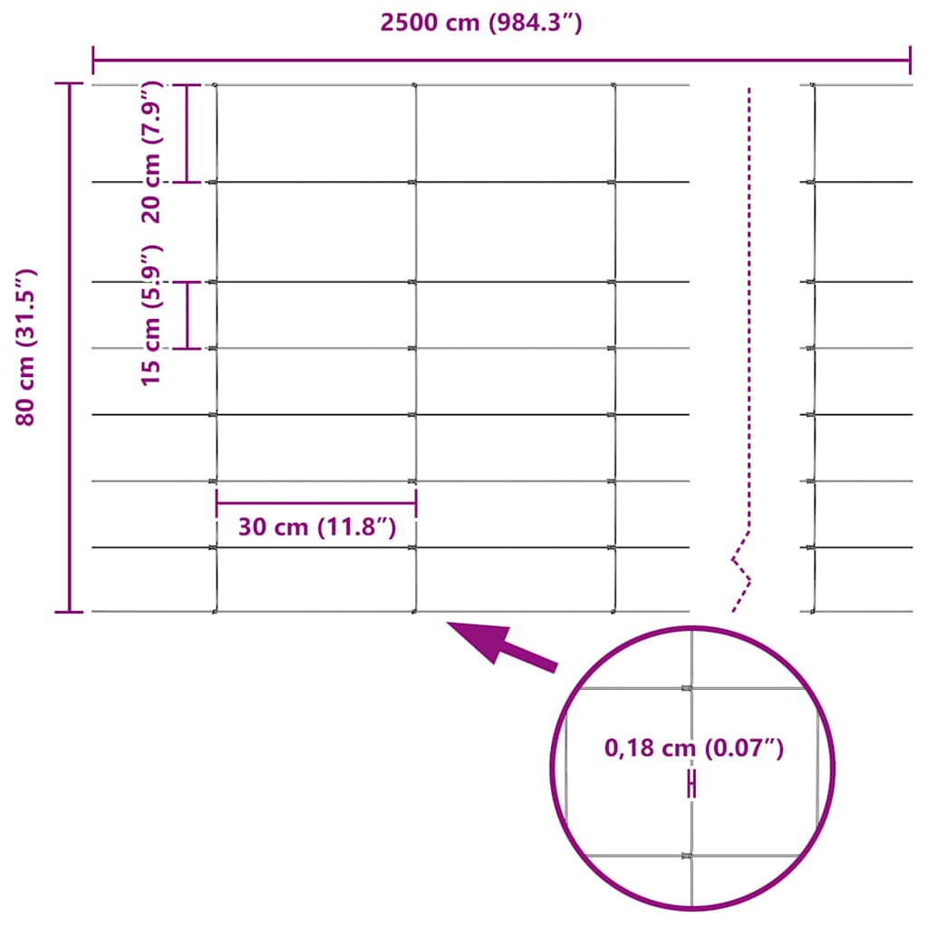 Field Fence Silver 25 x 0.8 m Galvanised steel