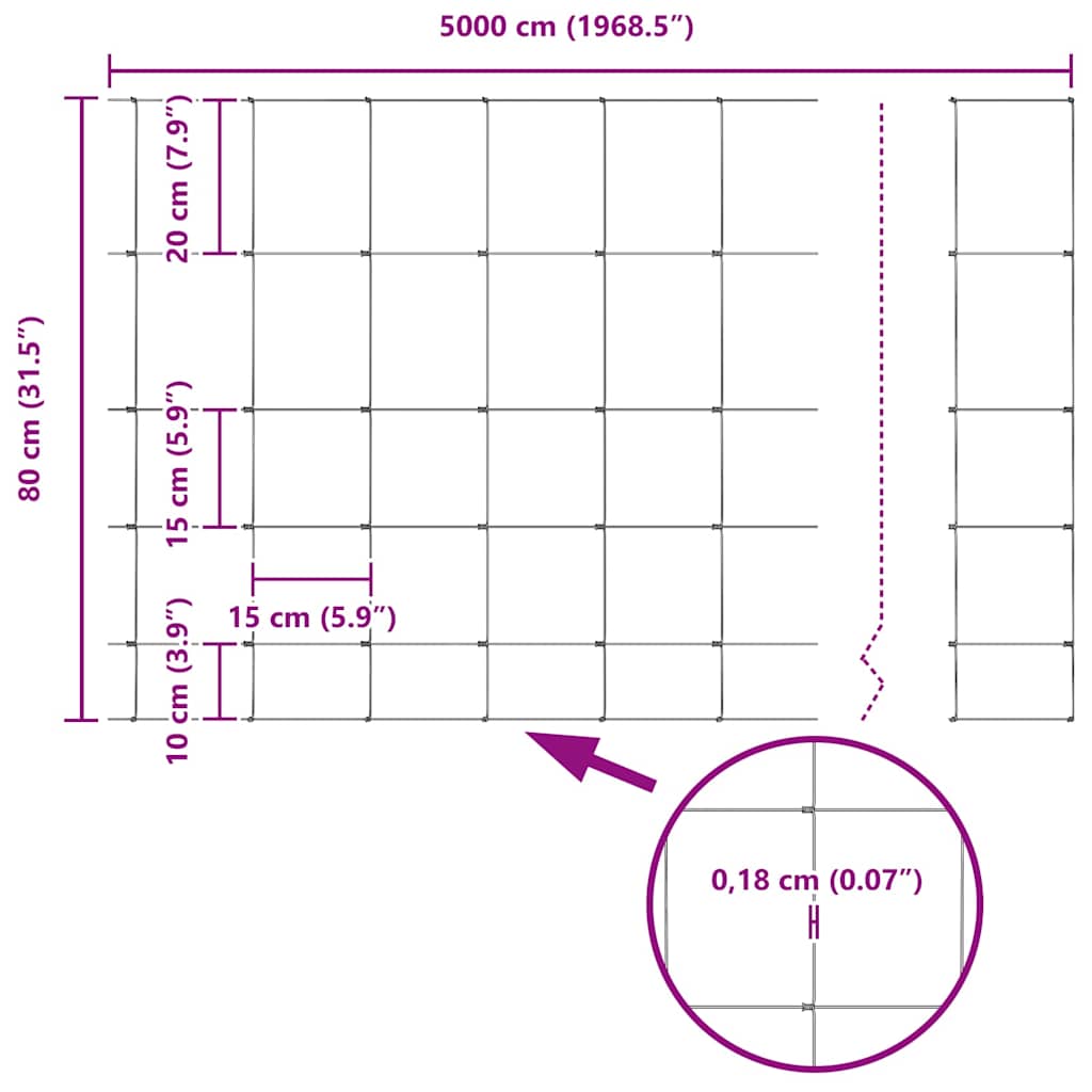 Field Fence Silver 50 x 0.8 m Galvanised steel