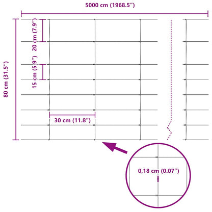 Field Fence Silver 50 x 0.8 m Galvanised steel