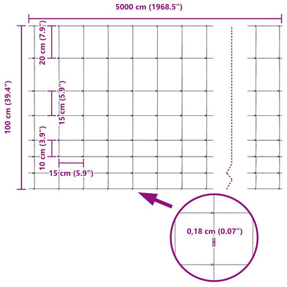 Field Fence Silver 50 x 1 m Galvanised steel