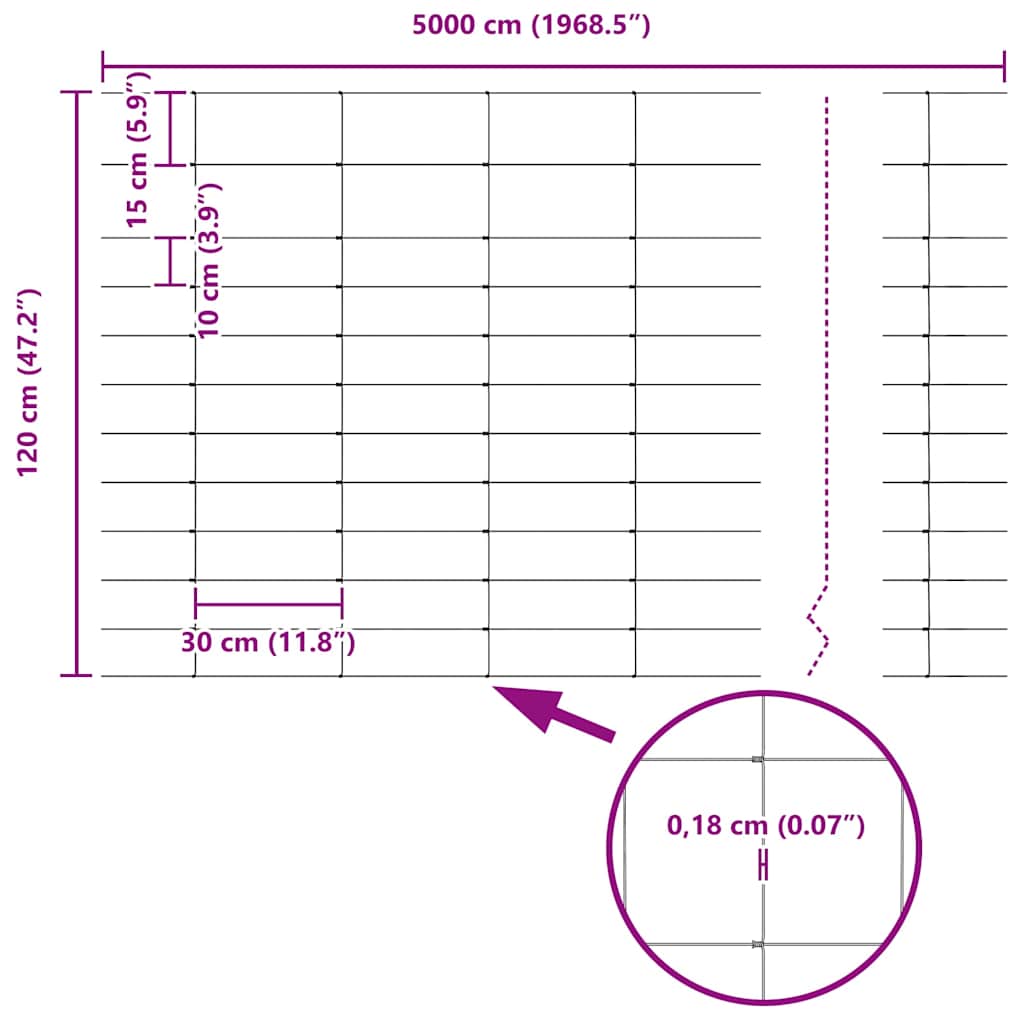 Field Fence Silver 50 x 1.2 m Galvanised steel