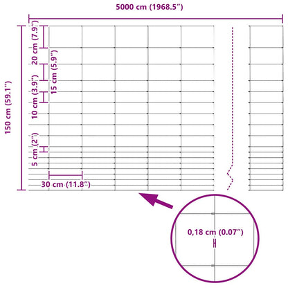 Field Fence Silver 50 x 1.5 m Galvanised steel