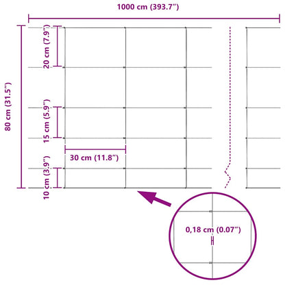 Field Fence Silver 100 x 0.8 m Galvanised steel