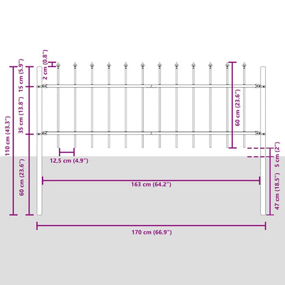 Garden Fence Grey 1.7 x 0.6 m Powder-coated steel
