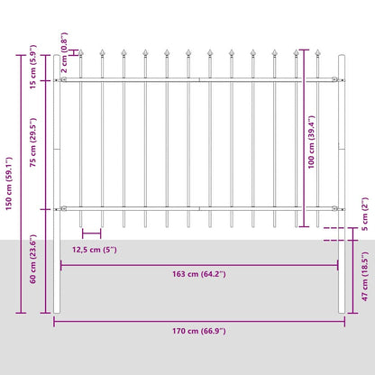 Garden Fence Grey 1.7 x 1 m Powder-coated steel