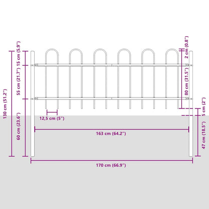 Garden Fence Grey 1.7 x 0.8 m Powder-coated steel