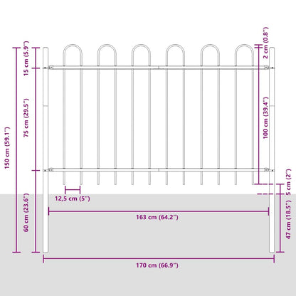 Garden Fence Grey 1.7 x 1 m Powder-coated steel